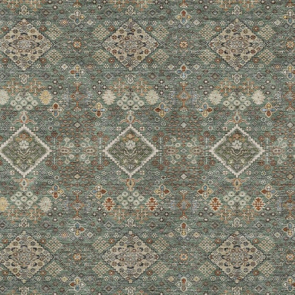 10' X 14' Green And Taupe Geometric Washable Indoor Outdoor Area Rug HomeRoots