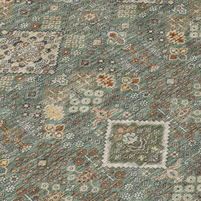 10' X 14' Green And Taupe Geometric Washable Indoor Outdoor Area Rug HomeRoots