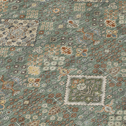 10' X 14' Green And Taupe Geometric Washable Indoor Outdoor Area Rug HomeRoots