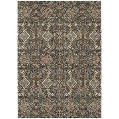 3' X 5' Chocolate And Brown Geometric Washable Indoor Outdoor Area Rug HomeRoots