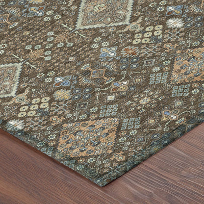 3' X 5' Chocolate And Brown Geometric Washable Indoor Outdoor Area Rug HomeRoots