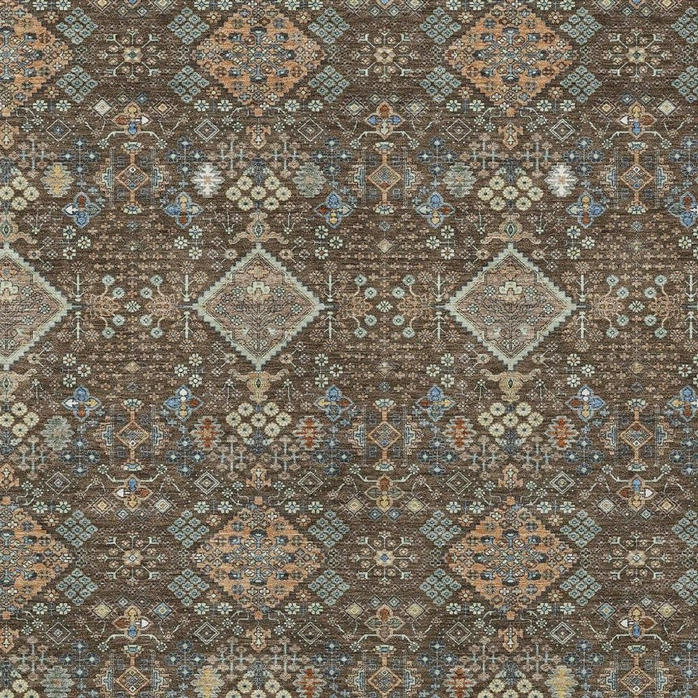 3' X 5' Chocolate And Brown Geometric Washable Indoor Outdoor Area Rug HomeRoots