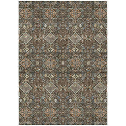 5' X 8' Chocolate And Brown Geometric Washable Indoor Outdoor Area Rug HomeRoots