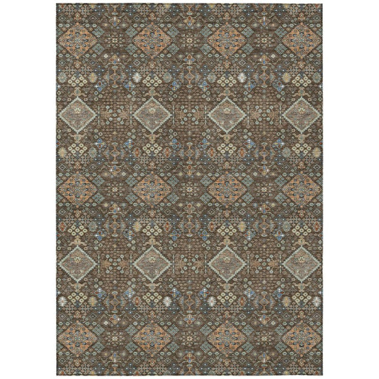 8' X 10' Chocolate And Brown Geometric Washable Indoor Outdoor Area Rug HomeRoots