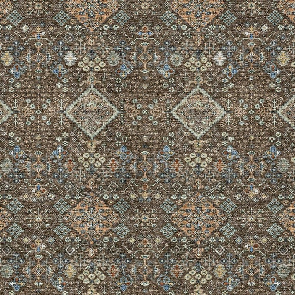 8' X 10' Chocolate And Brown Geometric Washable Indoor Outdoor Area Rug HomeRoots