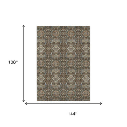 9' X 12' Chocolate And Brown Geometric Washable Indoor Outdoor Area Rug HomeRoots