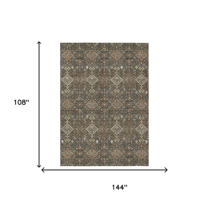 9' X 12' Chocolate And Brown Geometric Washable Indoor Outdoor Area Rug HomeRoots