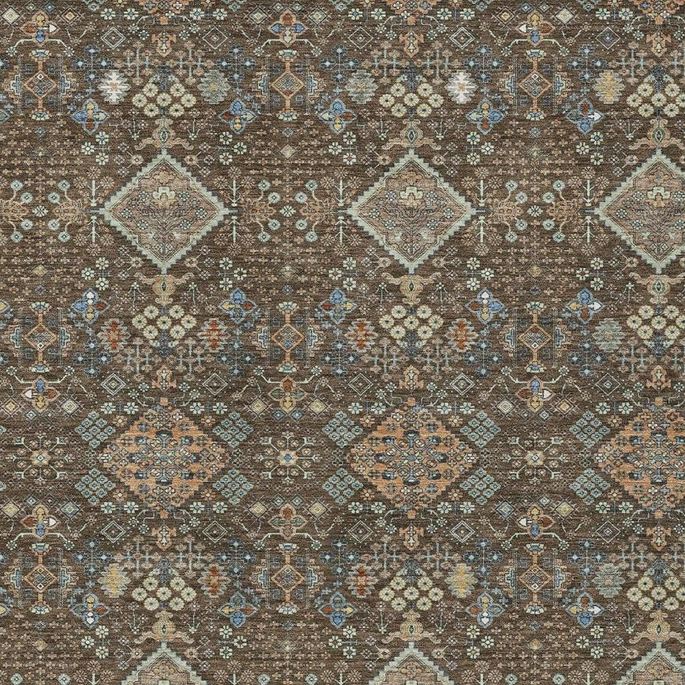 9' X 12' Chocolate And Brown Geometric Washable Indoor Outdoor Area Rug HomeRoots