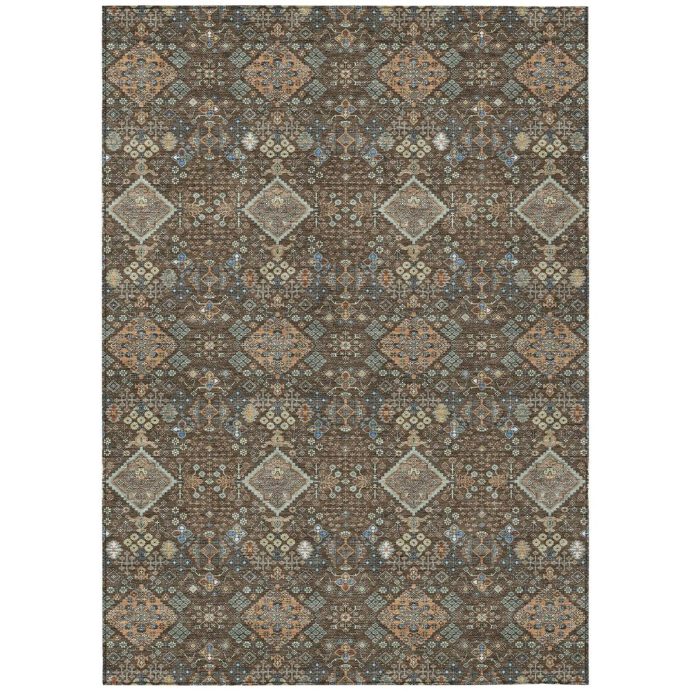10' X 14' Chocolate And Brown Geometric Washable Indoor Outdoor Area Rug HomeRoots
