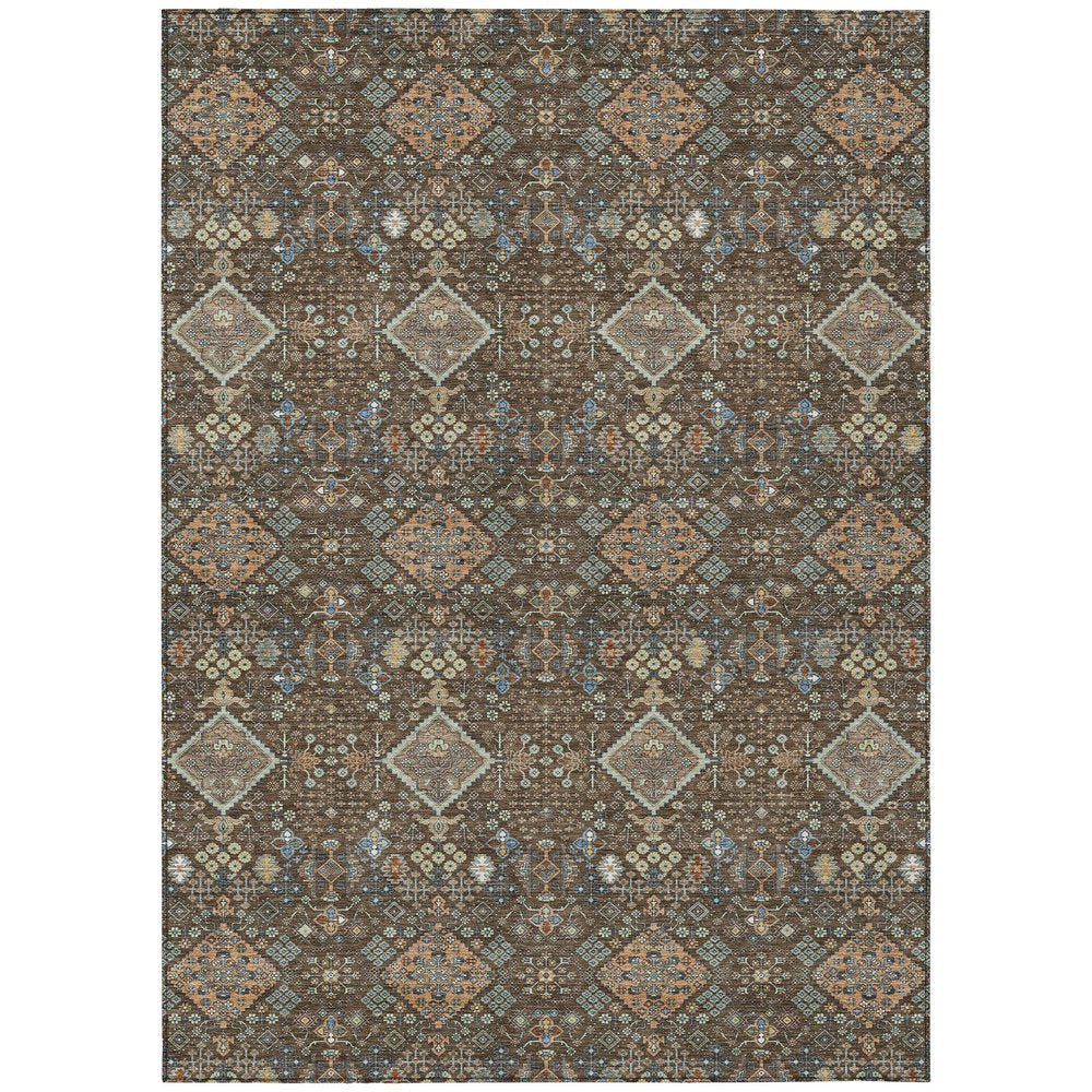 10' X 14' Chocolate And Brown Geometric Washable Indoor Outdoor Area Rug HomeRoots