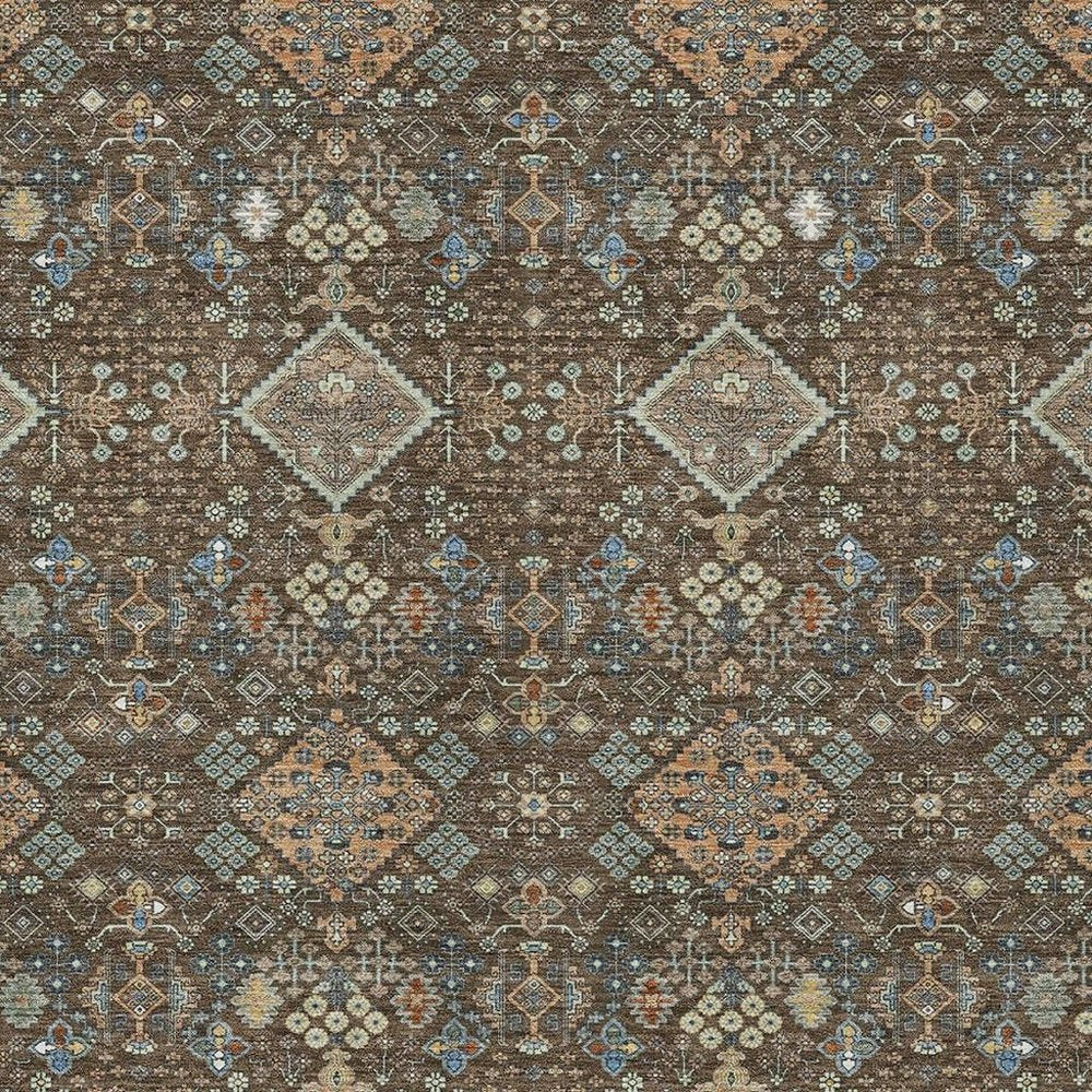 10' X 14' Chocolate And Brown Geometric Washable Indoor Outdoor Area Rug HomeRoots