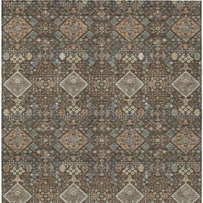 10' X 14' Chocolate And Brown Geometric Washable Indoor Outdoor Area Rug HomeRoots