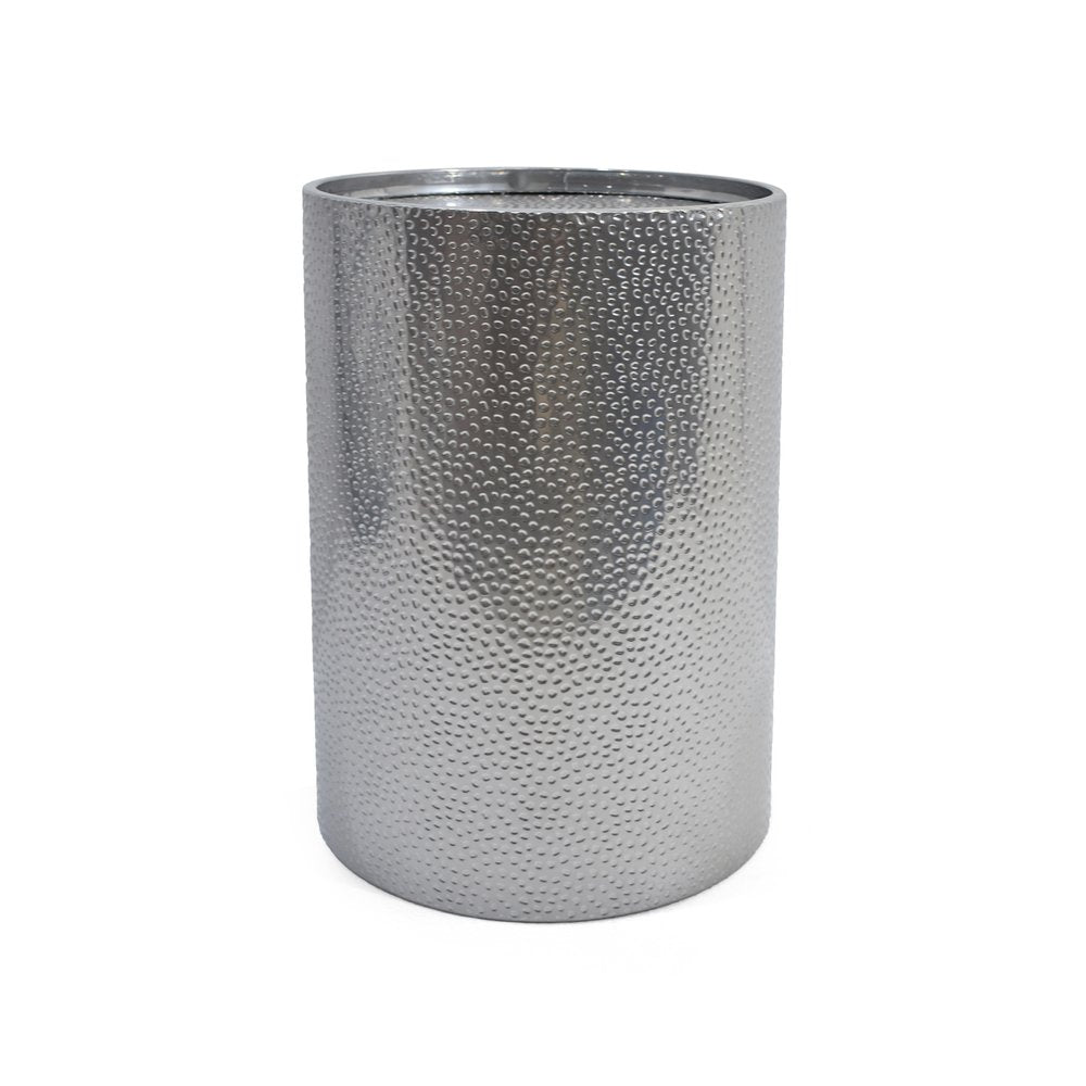 22" Silver Hammered Iron Round Drum End Table — view 1