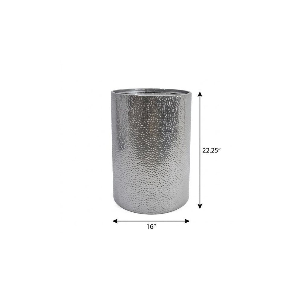 22" Silver Hammered Iron Round Drum End Table — view 5