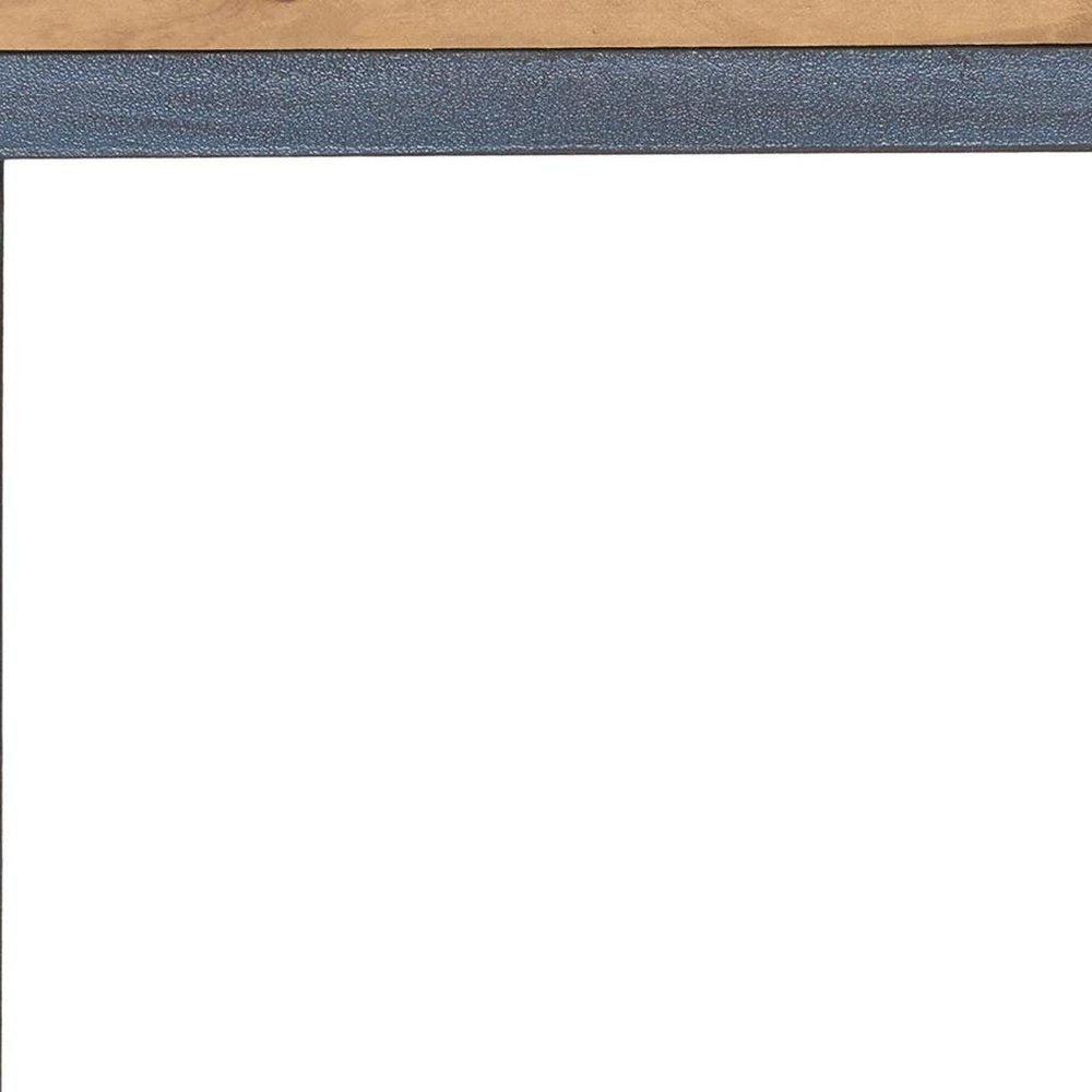 26" Natural and Blue Wood and Iron End Table HomeRoots