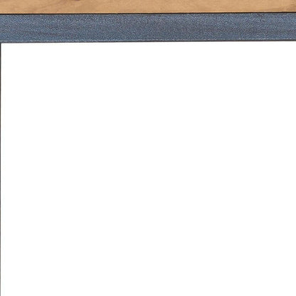 26" Natural and Blue Wood and Iron End Table HomeRoots
