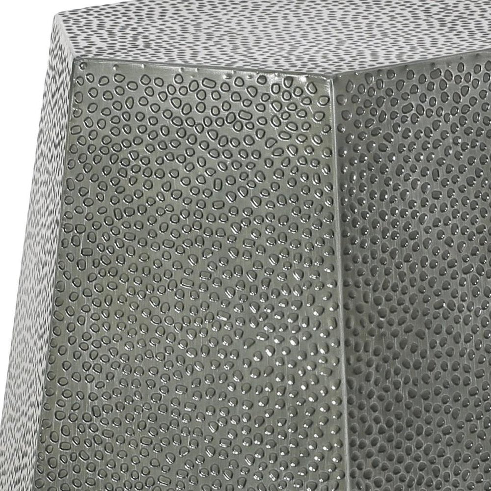 23" Silver Hammered Iron Hexagonal Pedestal End Table — view 7