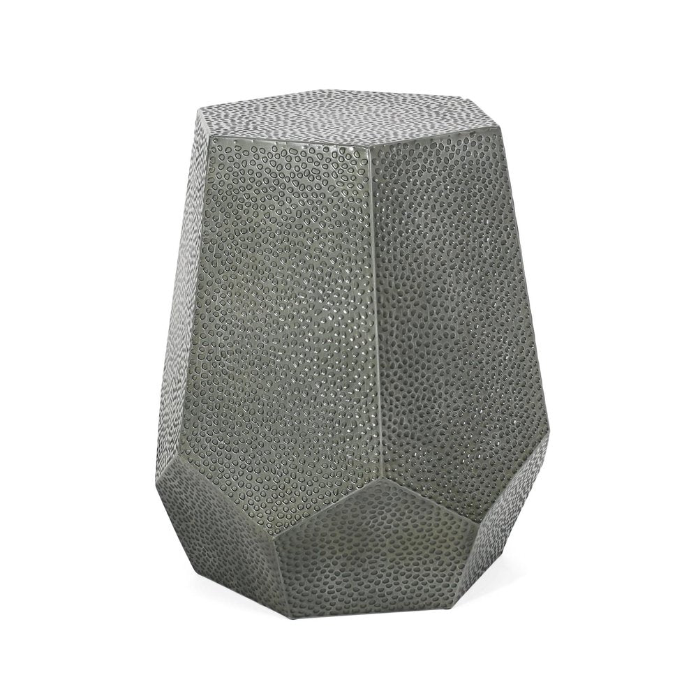 23" Silver Hammered Iron Hexagonal Pedestal End Table HomeRoots