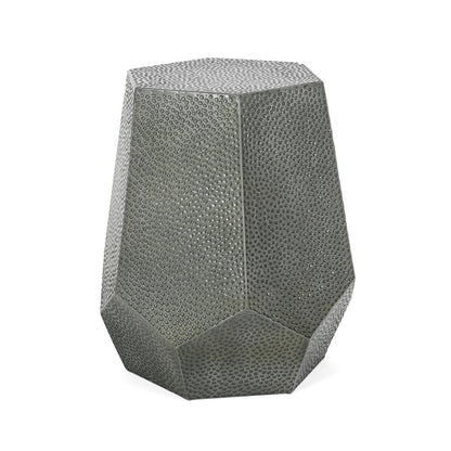 23" Silver Hammered Iron Hexagonal Pedestal End Table HomeRoots