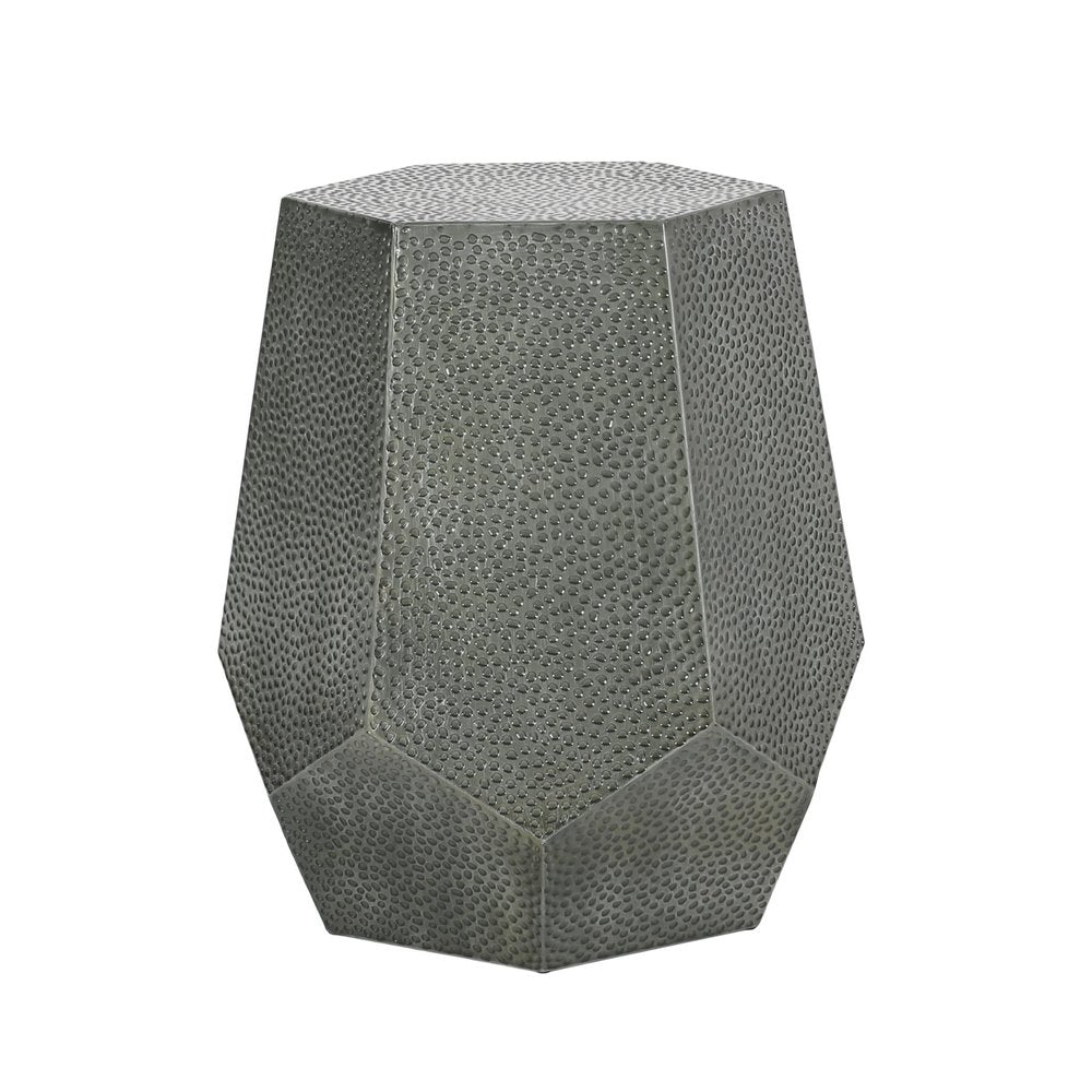23" Silver Hammered Iron Hexagonal Pedestal End Table — view 2