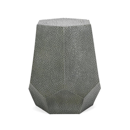 23" Silver Hammered Iron Hexagonal Pedestal End Table HomeRoots
