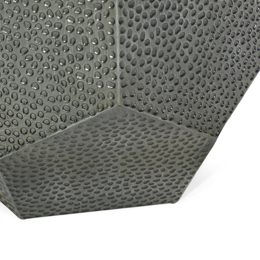 23" Silver Hammered Iron Hexagonal Pedestal End Table — view 5