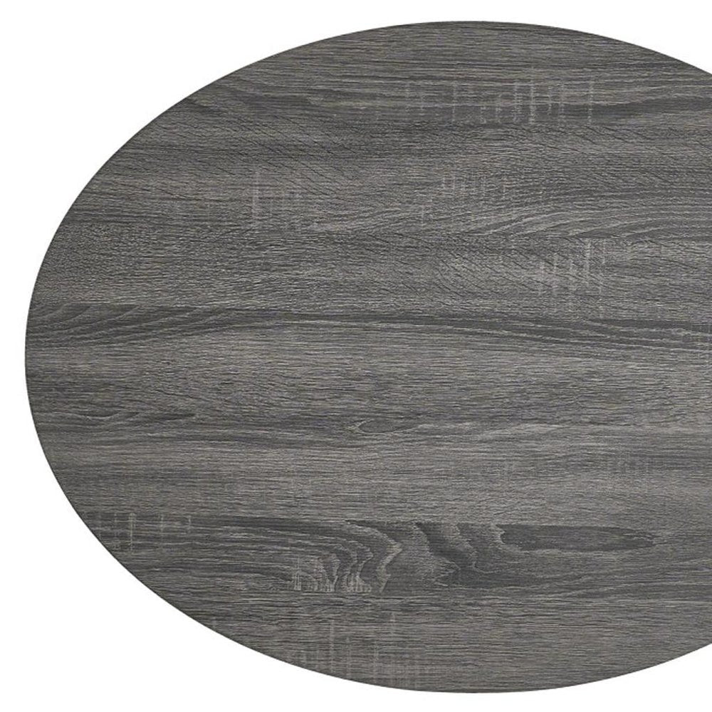 32" Gray Wood Oval Drum Coffee Table With Storage