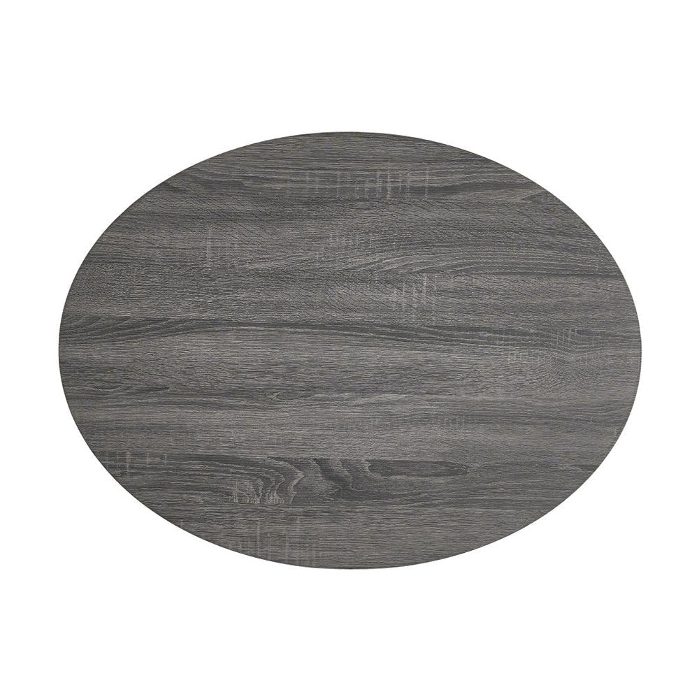 32" Gray Wood Oval Drum Coffee Table With Storage — view 1