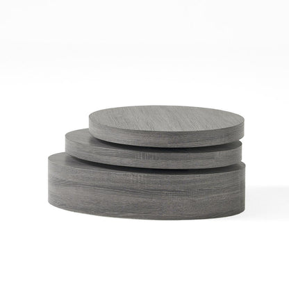 32" Gray Wood Oval Drum Coffee Table With Storage HomeRoots