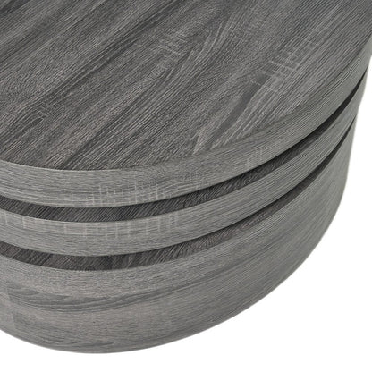 32" Gray Wood Oval Drum Coffee Table With Storage