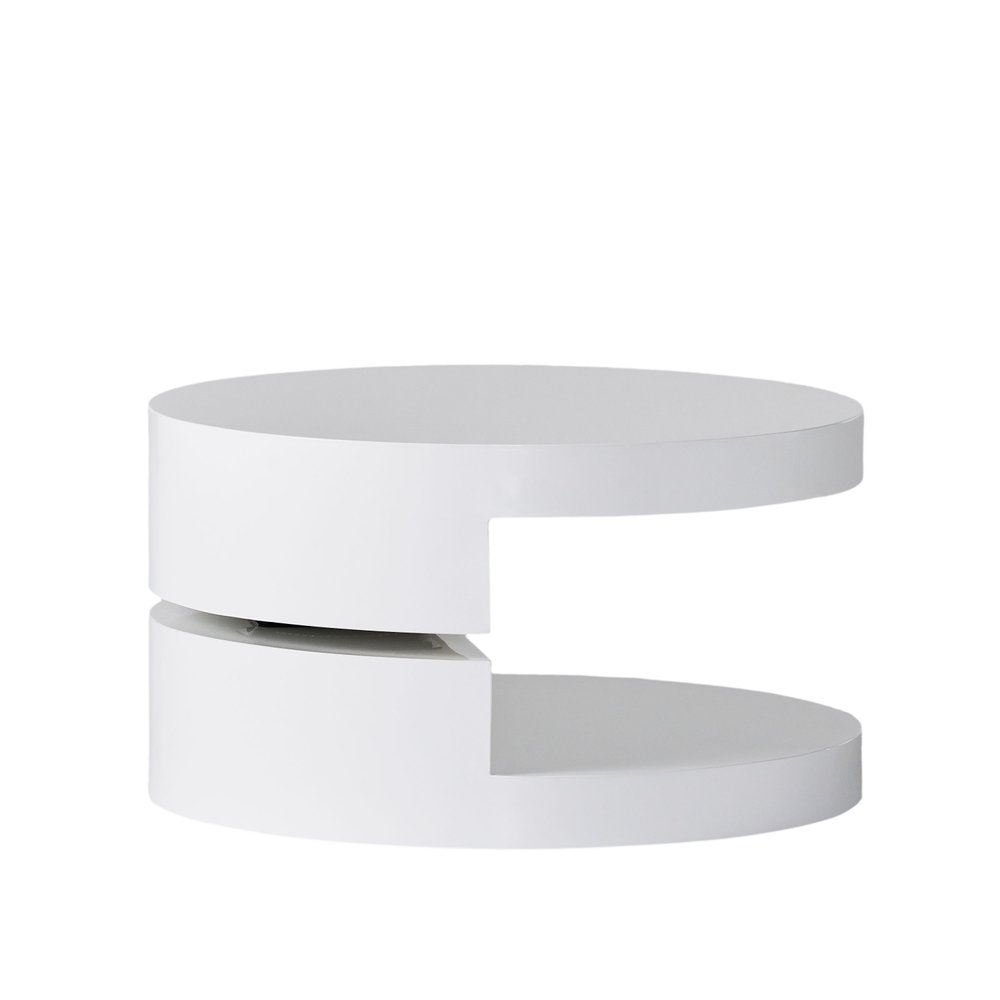 38" White Wood Oval Pedestal Coffee Table — view 1