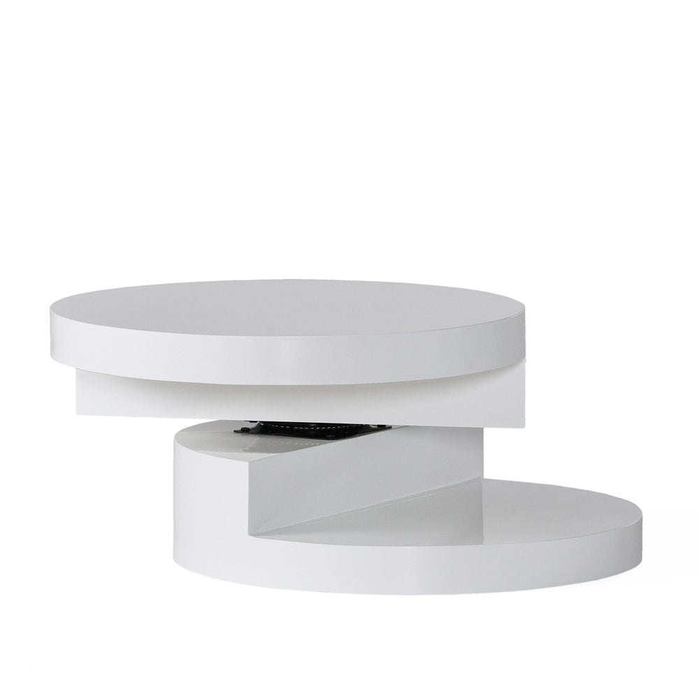 38" White Wood Oval Pedestal Coffee Table — view 3
