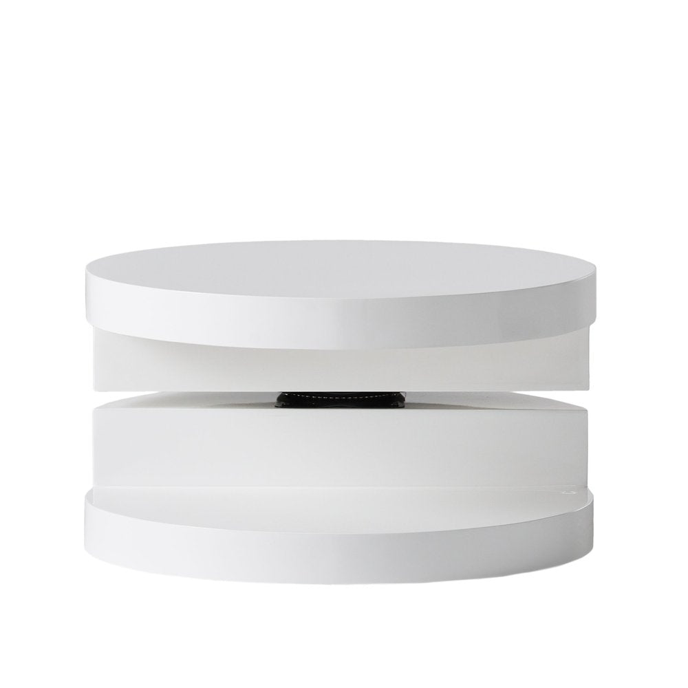 38" White Wood Oval Pedestal Coffee Table — view 4