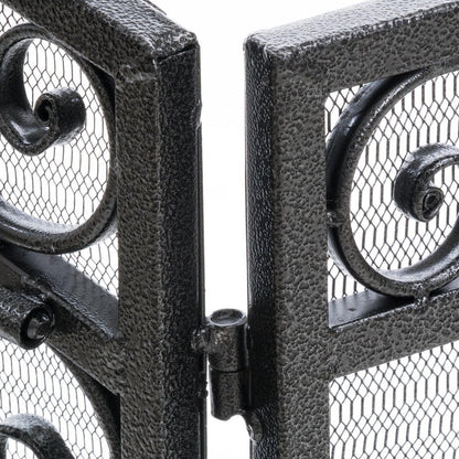 54" Black Ornate Carved Scrollwork Iron Ethanol Fireplace HomeRoots