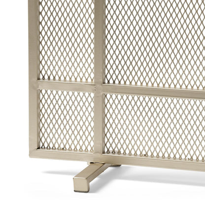 41" Gold Carved Geometric Iron Ethanol Fireplace