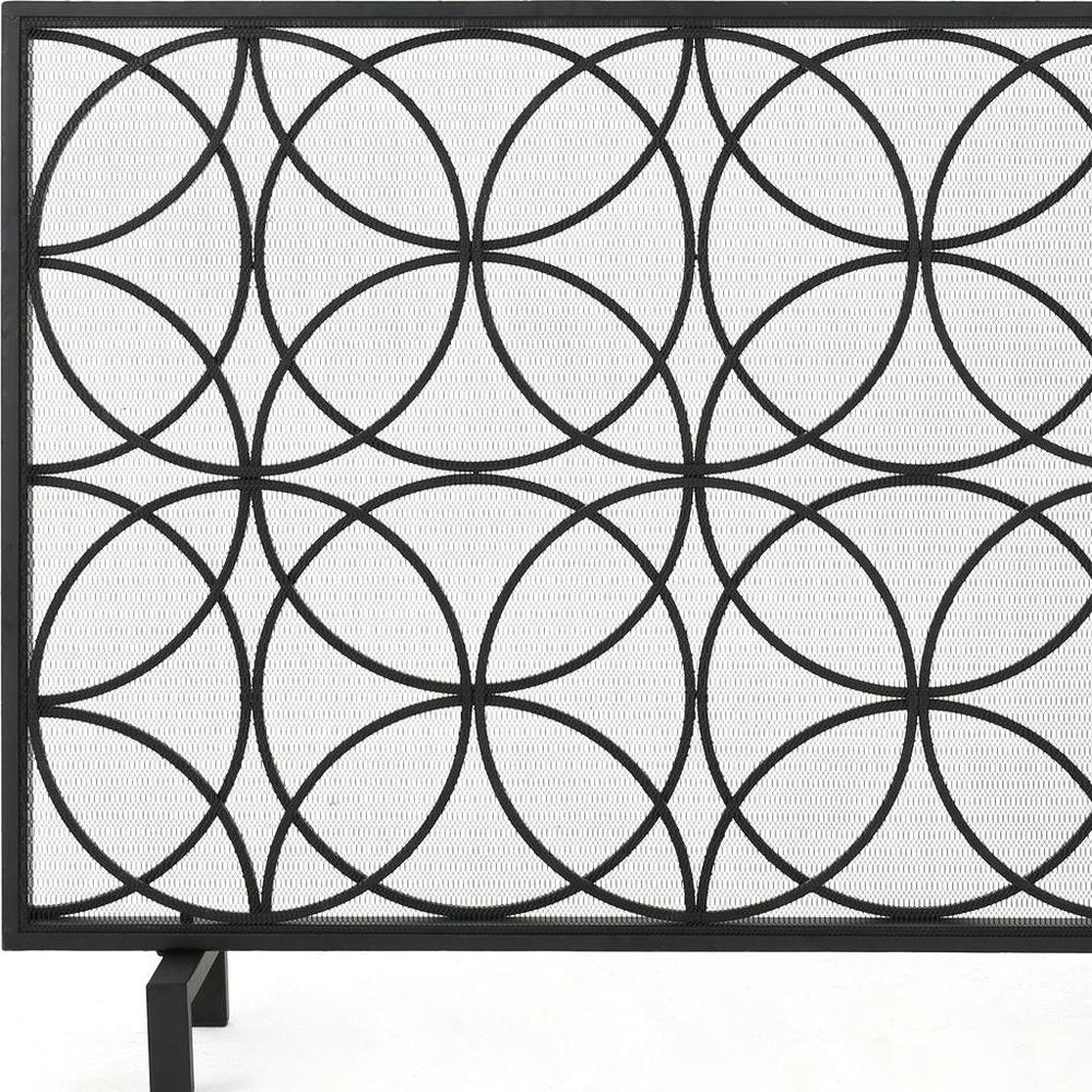 41" Black Carved Geometric Iron And Metal Ethanol Fireplace HomeRoots