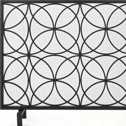 41" Black Carved Geometric Iron And Metal Ethanol Fireplace HomeRoots
