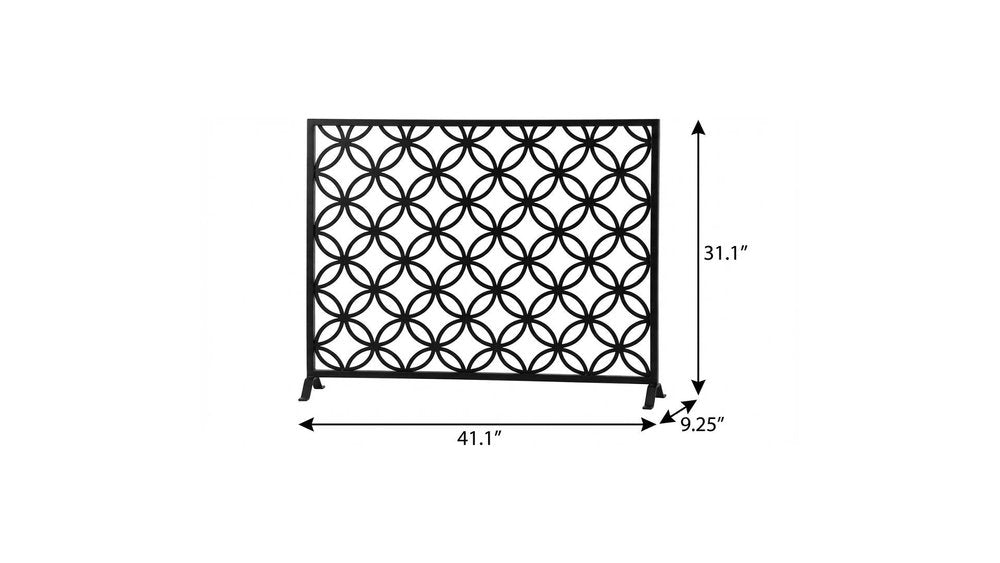 41" Black Carved Geometric Iron And Metal Ethanol Fireplace — view 9
