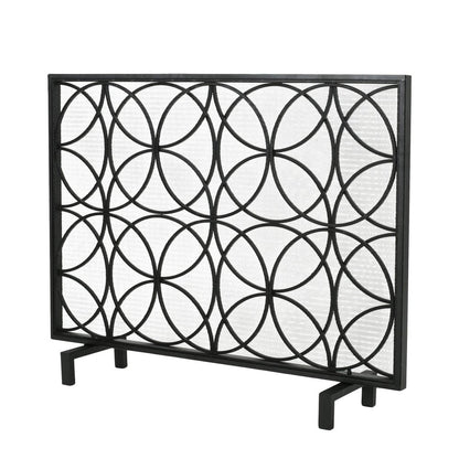 41" Black Carved Geometric Iron And Metal Ethanol Fireplace HomeRoots