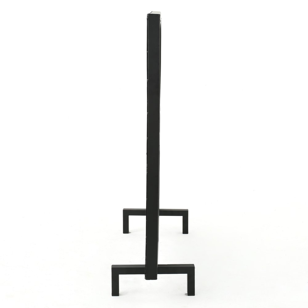 41" Black Carved Geometric Iron And Metal Ethanol Fireplace — view 4