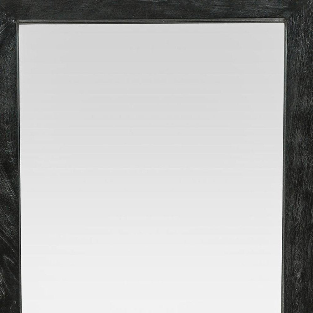64" Black Solid Wood Leaning Framed Full Length Mirror HomeRoots