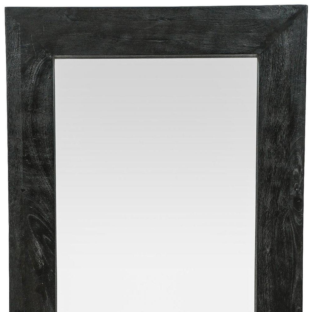 64" Black Solid Wood Leaning Framed Full Length Mirror — view 7