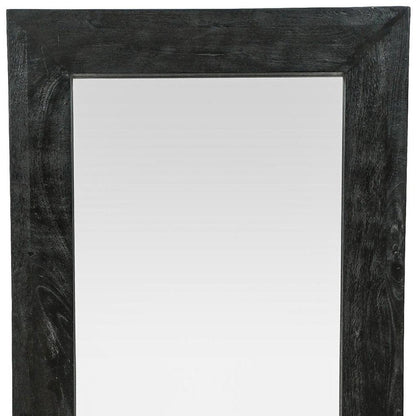 64" Black Solid Wood Leaning Framed Full Length Mirror