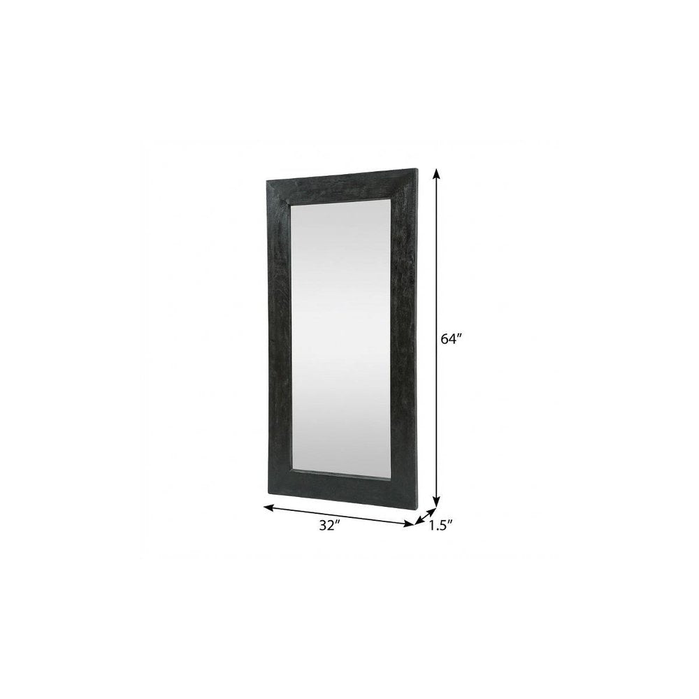 64" Black Solid Wood Leaning Framed Full Length Mirror — view 8