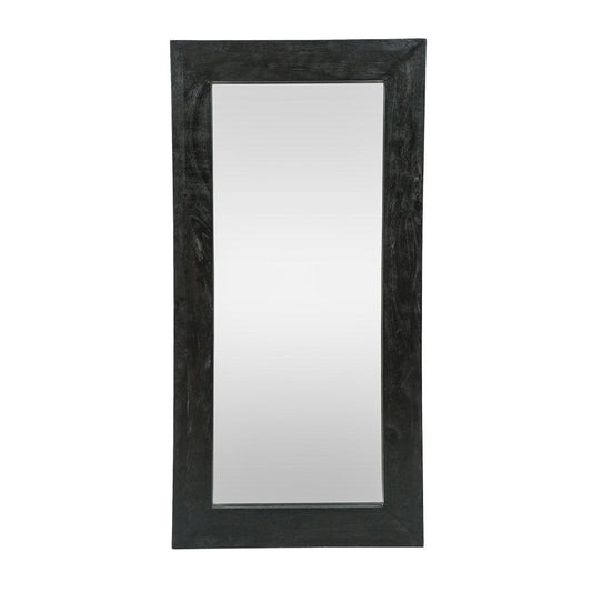 64" Black Solid Wood Leaning Framed Full Length Mirror