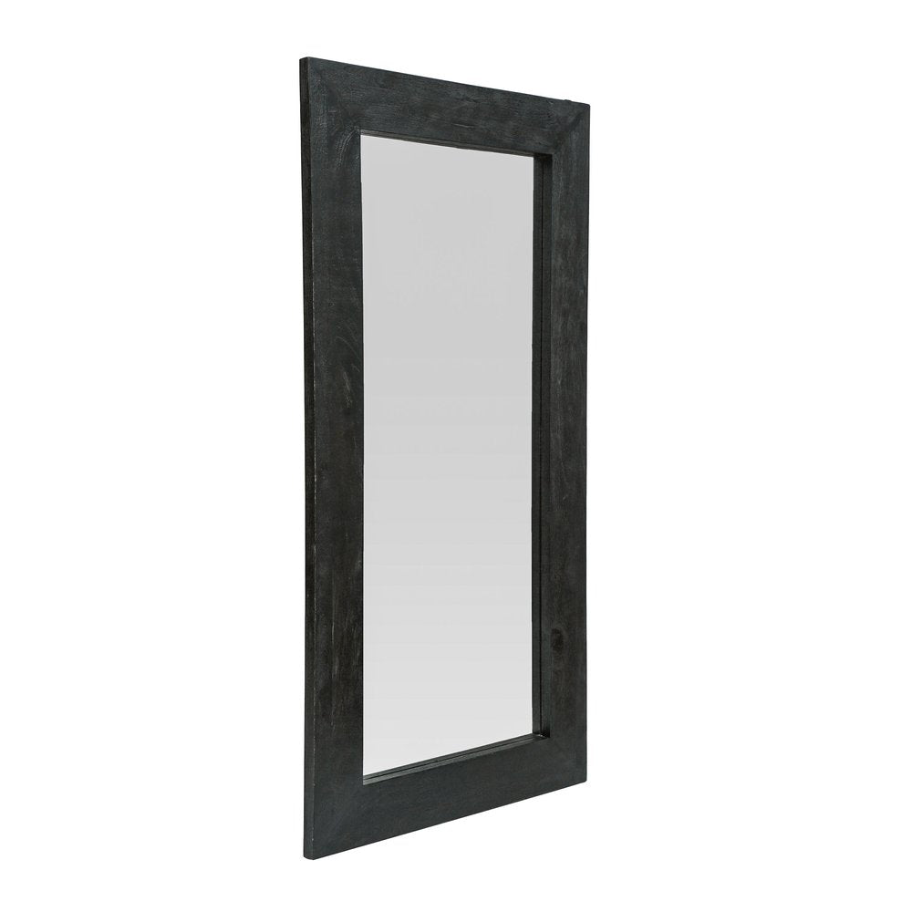 64" Black Solid Wood Leaning Framed Full Length Mirror — view 2