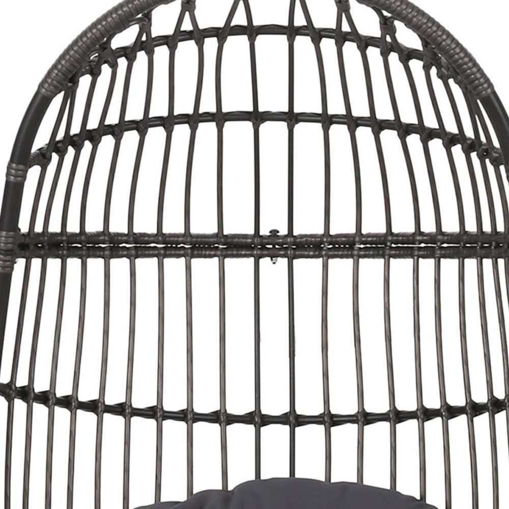 30" Gray Steel Outdoor Egg Chair with Gray Cushion — view 6