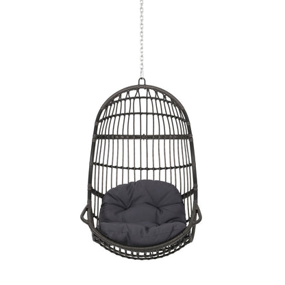 30" Gray Steel Outdoor Egg Chair with Gray Cushion HomeRoots