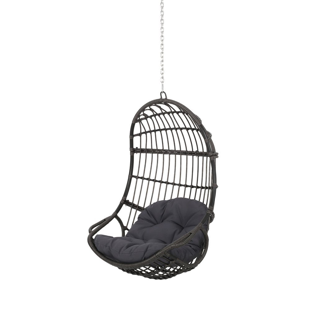 30" Gray Steel Outdoor Egg Chair with Gray Cushion HomeRoots