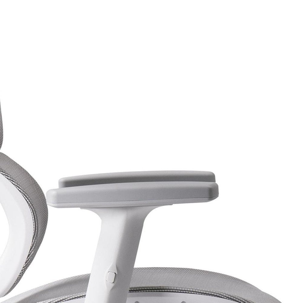 Light Gray And White Adjustable Height Swivel Rolling Gaming Chair With Footrest — view 7